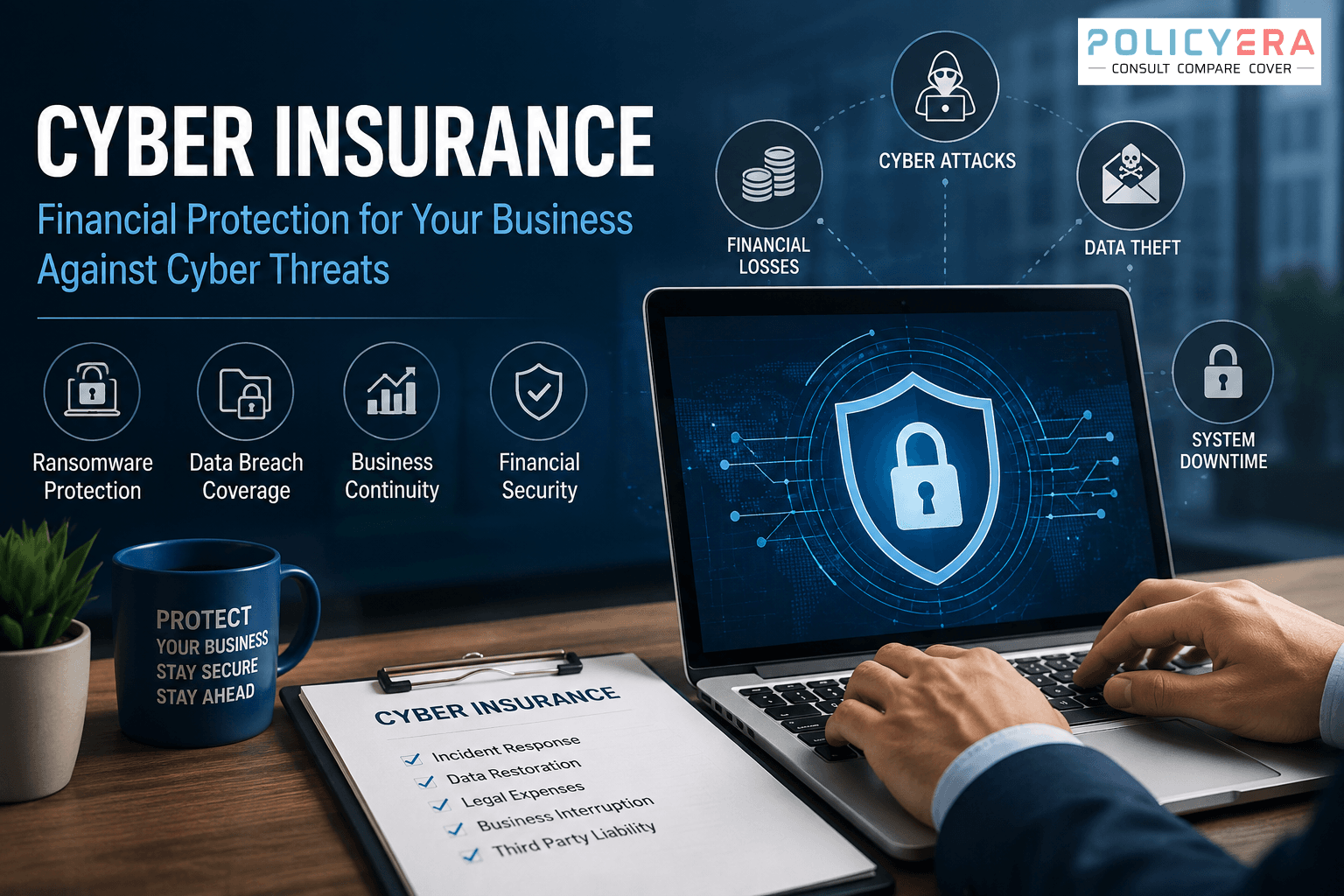 Cyber Insurance protecting a business from cyberattacks data theft ransomware and financial losses