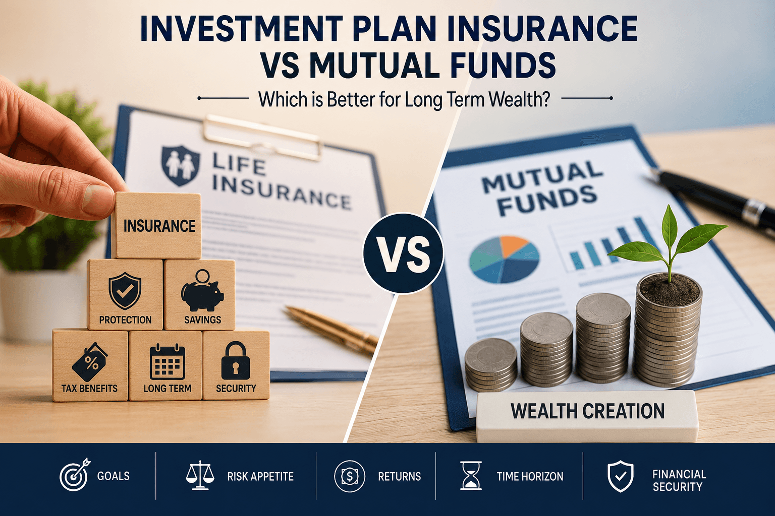 Investment Plan Insurance vs Mutual Funds comparison for long-term wealth creation in India