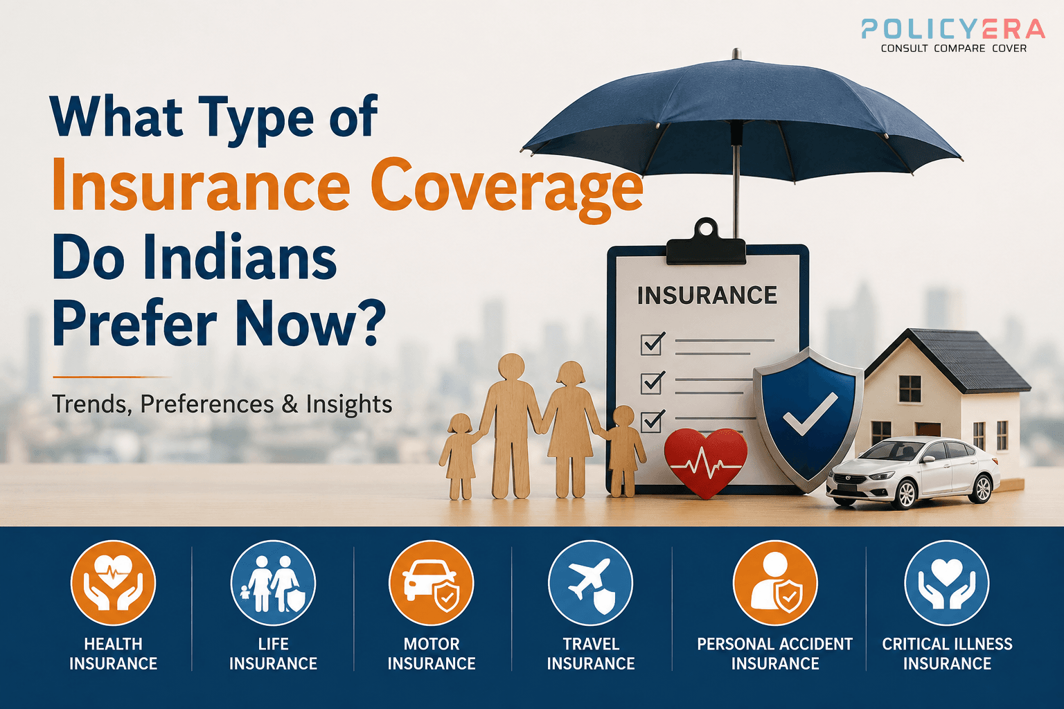 What type of insurance coverage do Indians prefer including health, life, motor, travel, personal accident, and critical illness insurance