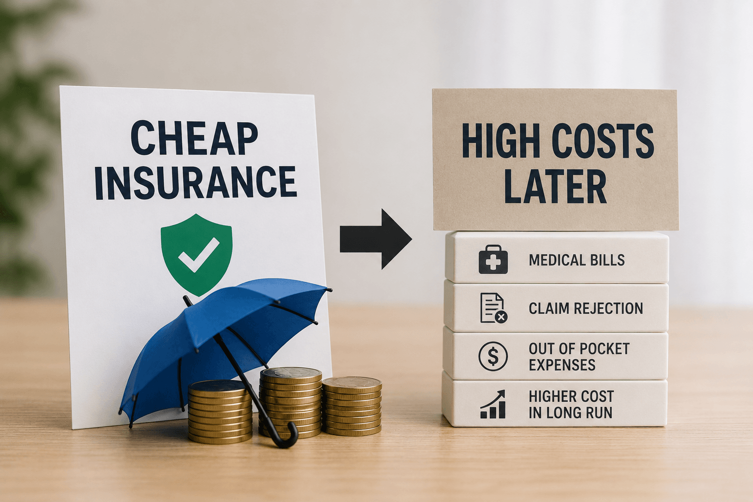 Cheap insurance can lead to higher costs later due to limited coverage and claim issues